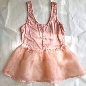 Pink peplum tulle bottom tank